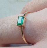 Simple Genuine Colombian Emerald Baguette Ring