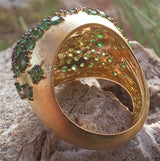 Celestial Green Garnet Engagement Ring - Large Cluster of Natural Tsavorites Ring - Garnet Wedding Jewelry - January Birthstone Ring