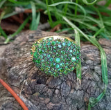 Celestial Green Garnet Engagement Ring - Large Cluster of Natural Tsavorites Ring - Garnet Wedding Jewelry - January Birthstone Ring