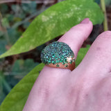 Celestial Green Garnet Engagement Ring - Large Cluster of Natural Tsavorites Ring - Garnet Wedding Jewelry - January Birthstone Ring