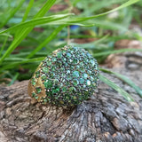 Celestial Green Garnet Engagement Ring - Large Cluster of Natural Tsavorites Ring - Garnet Wedding Jewelry - January Birthstone Ring