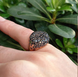 Large Real Black Diamond Cluster Ring