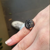 Large Real Black Diamond Cluster Ring