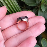 Large Real Black Diamond Cluster Ring