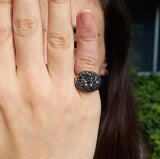 Large Real Black Diamond Cluster Ring