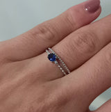Dainty Genuine East-West Blue Sapphire Engagement Ring