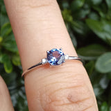 Round Tanzanite Engagement Ring – Natural Tanzanite and Diamond Ring – Solid Gold December and April Birthstone Ring