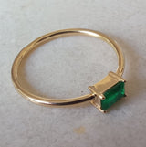Simple Genuine Colombian Emerald Baguette Ring