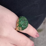 Celestial Green Garnet Engagement Ring - Large Cluster of Natural Tsavorites Ring - Garnet Wedding Jewelry - January Birthstone Ring