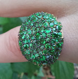 Celestial Green Garnet Engagement Ring - Large Cluster of Natural Tsavorites Ring - Garnet Wedding Jewelry - January Birthstone Ring