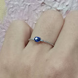 Dainty Genuine East-West Blue Sapphire Engagement Ring