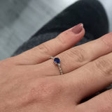 Dainty Genuine East-West Blue Sapphire Engagement Ring