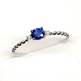 Dainty Genuine East-West Blue Sapphire Engagement Ring