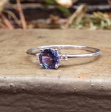 Round Tanzanite Engagement Ring – Natural Tanzanite and Diamond Ring – Solid Gold December and April Birthstone Ring