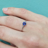 Round Tanzanite Engagement Ring – Natural Tanzanite and Diamond Ring – Solid Gold December and April Birthstone Ring