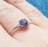 Round Tanzanite Engagement Ring – Natural Tanzanite and Diamond Ring – Solid Gold December and April Birthstone Ring