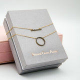 Minimalist Black Diamond Circle and Bar Necklaces Stacking Set