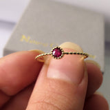 Milgrain Bezel Ruby Engagement Ring – Small Beaded stacking Ruby Ring – Simple genuine Ruby Ring - Natural July Birthstone Solid Gold Ring