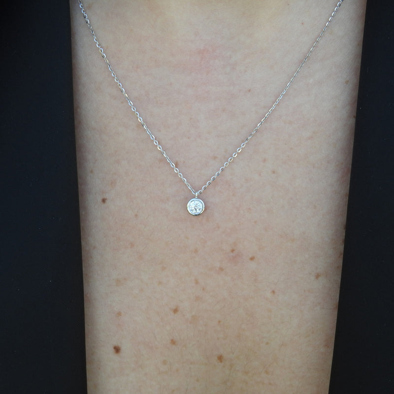 Large Natural Diamond Bezel Pendant Necklace – Minimalist Everyday Diamond Necklace – Dainty Layered Bridal Necklace