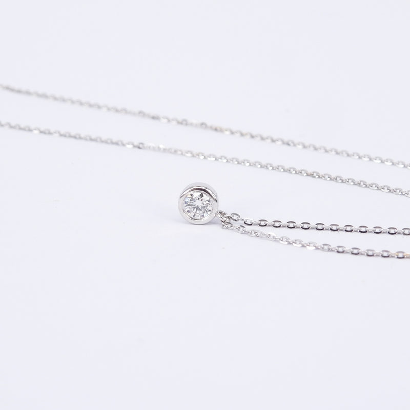 Large Natural Diamond Bezel Pendant Necklace – Minimalist Everyday Diamond Necklace – Dainty Layered Bridal Necklace
