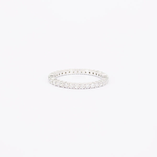 1.7 mm Thin Shared Prong Full Eternity Ring – Dainty Diamond Wedding Band