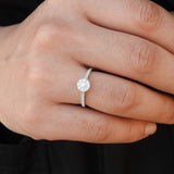 Art Deco Halo Diamond Engagement Ring - April Birthstone - Handmade Jewelry
