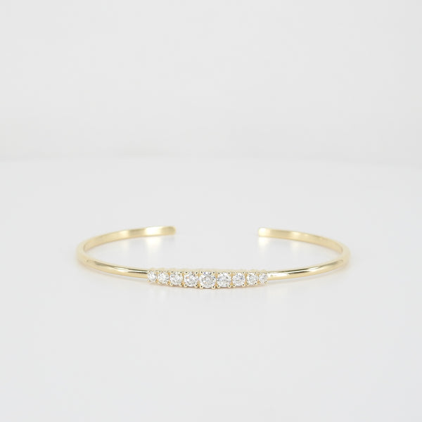 Graduated Diamond Gold Cuff Bangle – Thin Solid Gold Cuff