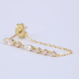Marquise Diamond Chain Earrings – Solid 18K Gold Dangle Earrings – Delicate Diamond Drop Earrings – Wedding & Bridal Jewelry