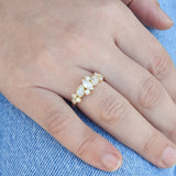 Unique Star Diamond Engagement Ring – Large Marquise Pear Bezel Wedding Band – Nature-Inspired Celestial Milgrain Gold Ring