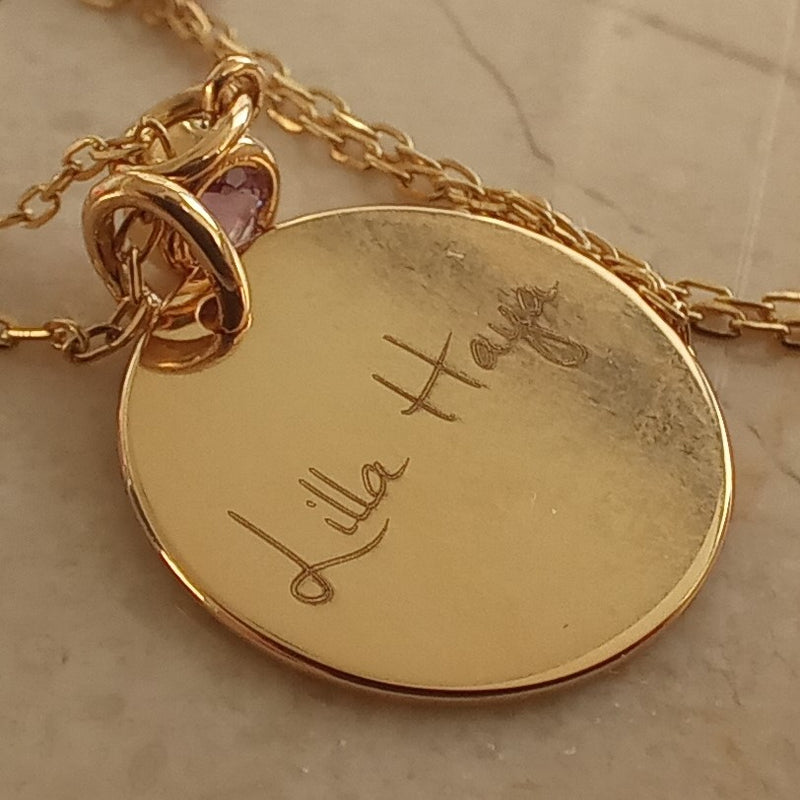 Gold Medallion Necklace - "Birthstone Treasure"