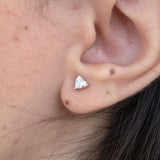 Heart Lab Diamond Stud Earrings – Minimalist Solid 18k Gold – Dainty Heart Diamond Valentine Gift