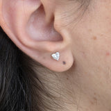 Heart Lab Diamond Stud Earrings – Minimalist Solid 18k Gold – Dainty Heart Diamond Valentine Gift