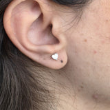 Heart Lab Diamond Stud Earrings – Minimalist Solid 18k Gold – Dainty Heart Diamond Valentine Gift
