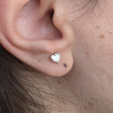 Heart Lab Diamond Stud Earrings – Minimalist Solid 18k Gold – Dainty Heart Diamond Valentine Gift