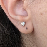 Heart Lab Diamond Stud Earrings – Minimalist Solid 18k Gold – Dainty Heart Diamond Valentine Gift