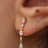 Pear Diamond Drop Earrings – Solid 18K Gold Dangle Earrings – Delicate Diamond Bridal Earrings – Wedding Diamond Earrings for Women
