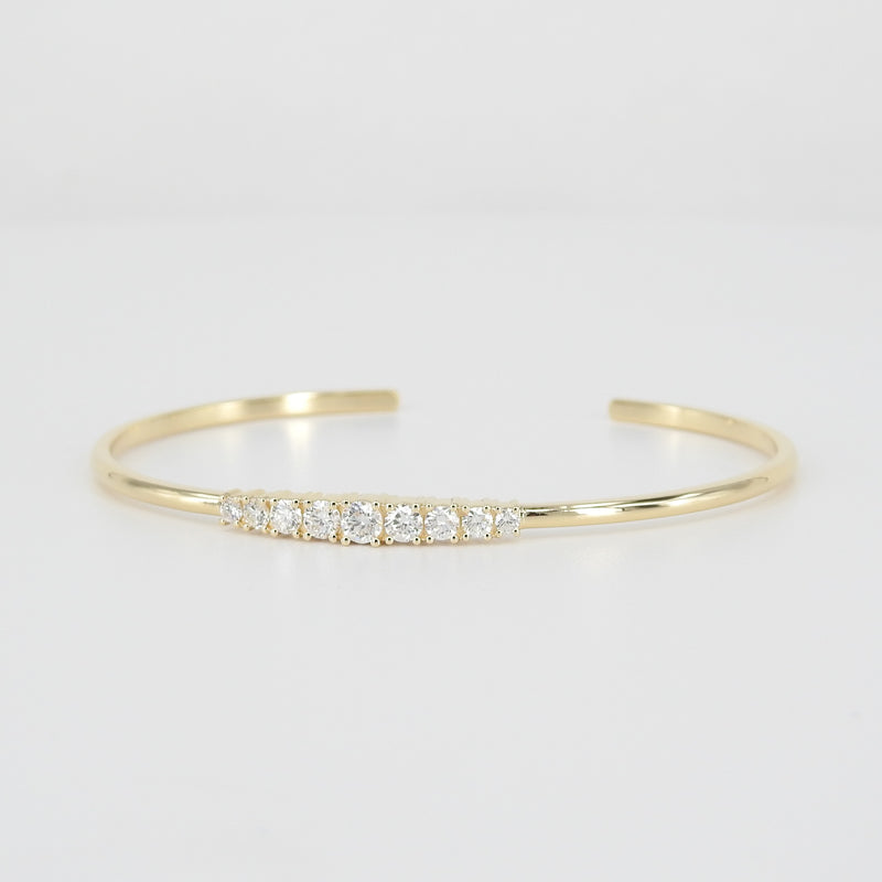 Graduate Diamond Gold Bangle - Thin Solid Gold Cuff