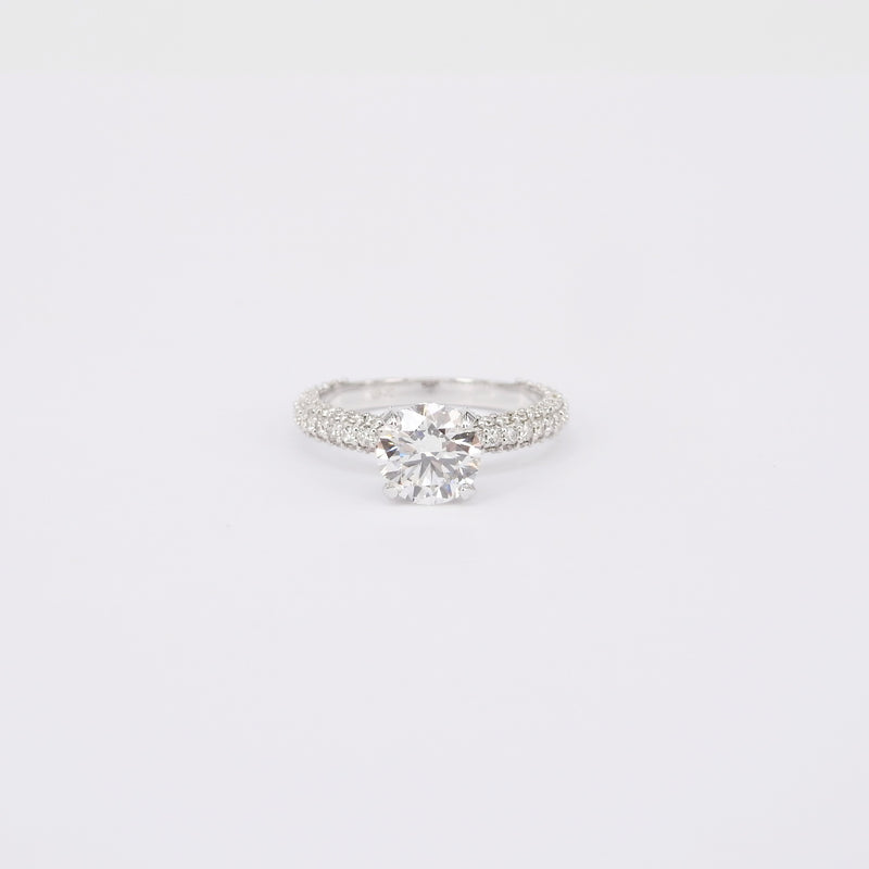 Three-Sided Pave GIA Certified Diamond Solitaire Engagement Ring