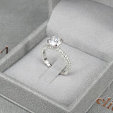 Three-Sided Pave GIA Certified Diamond Solitaire Engagement Ring