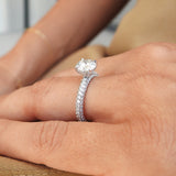 Three-Sided Pave GIA Certified Diamond Solitaire Engagement Ring