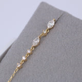 Marquise Diamond Chain Earrings – Solid 18K Gold Dangle Earrings – Delicate Diamond Drop Earrings – Wedding & Bridal Jewelry