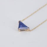 Triangle Blue Sapphire Necklace – Unique Minimalist 18k Gold Pendant – Natural September Birthstone Jewelry Gift
