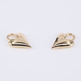 Solid 18k Gold Heart Hoop Earrings – Statement Dangling Love Charm - Everyday Handmade Fine Jewelry