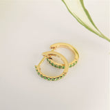 Natural Green Garnet Tsavorite Huggie Hoop Earrings– Flat Hoop Earrings - Dainty Delicate Bridal Set Earrings –Handmade Jewelry