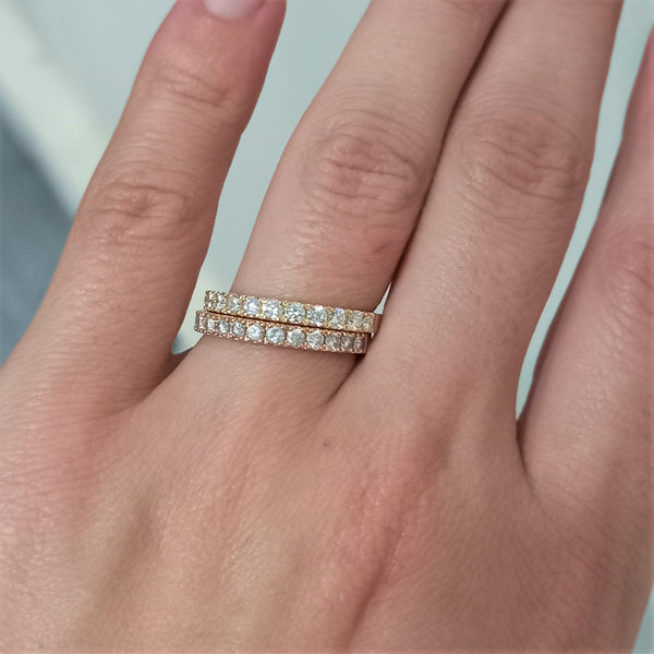 Chunky Diamond Wedding Band - 2.4 mm Pave Stacking Ring