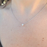 Minimalist Diamond Pendant Necklace – 0.20 ct Round 18k Gold Solitaire Necklace