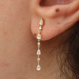 Pear Diamond Drop Earrings – Solid 18K Gold Dangle Earrings – Delicate Diamond Bridal Earrings – Wedding Diamond Earrings for Women