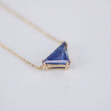 Triangle Blue Sapphire Necklace – Unique Minimalist 18k Gold Pendant – Natural September Birthstone Jewelry Gift