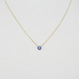 Blue Sapphire Solitaire Necklace - 4 mm Dainty Sapphire Pendant