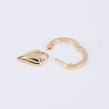 Solid 18k Gold Heart Hoop Earrings – Statement Dangling Love Charm - Everyday Handmade Fine Jewelry